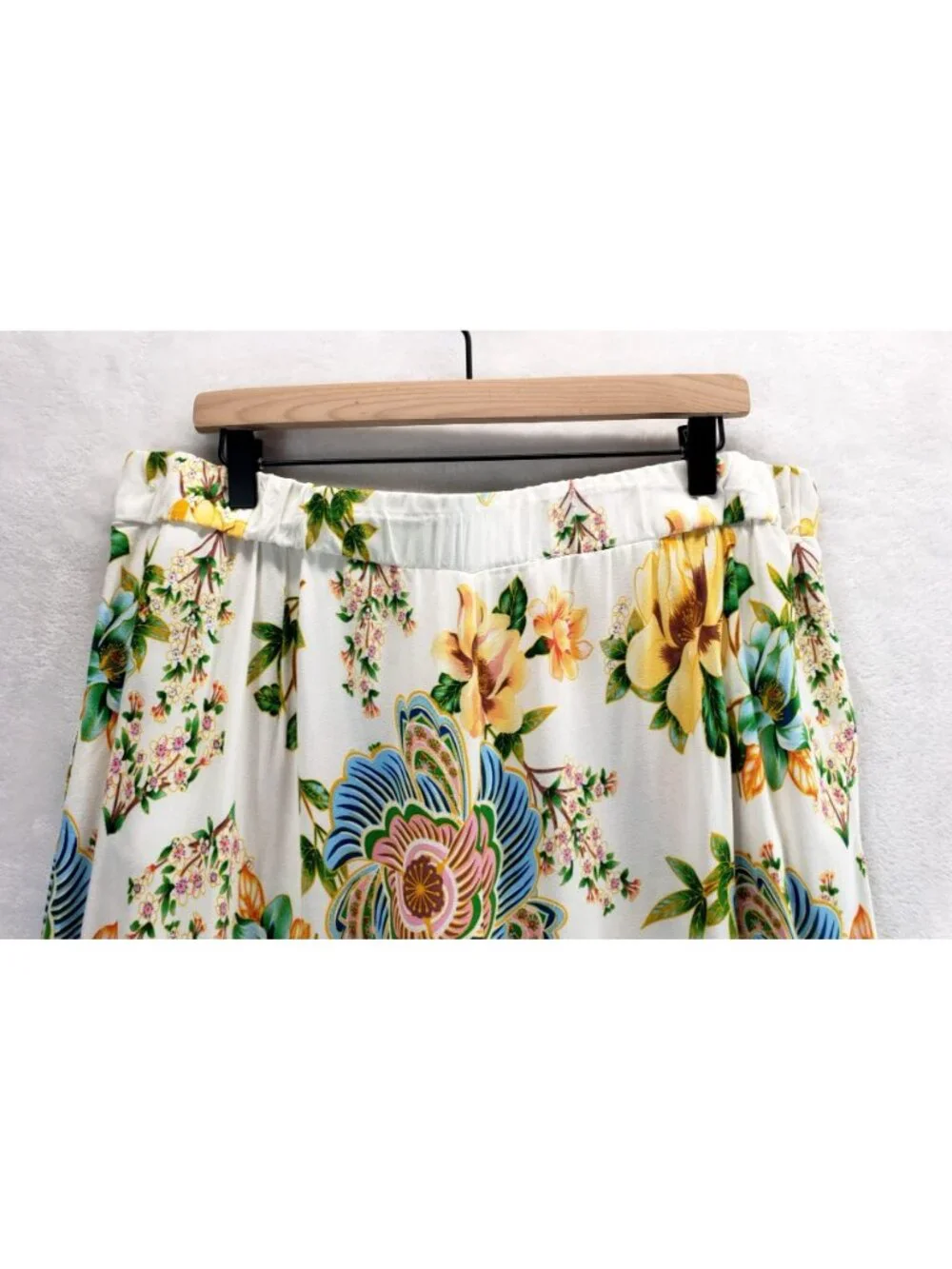 Boho Pants Floral Wide Leg XL CATO Palazzo Scarf Belt Festival Garden Party